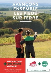 Pour les Elections aux Chambres d’agriculture 2019, FNSEA et JA lancent leur projet de campagne : « Avançons ensemble les pieds sur terre »