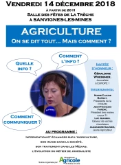 Soirée débat du 14 décembre à Sanvignes-les-Mines sur la dérive des informations autour des questions agricoles et viticoles