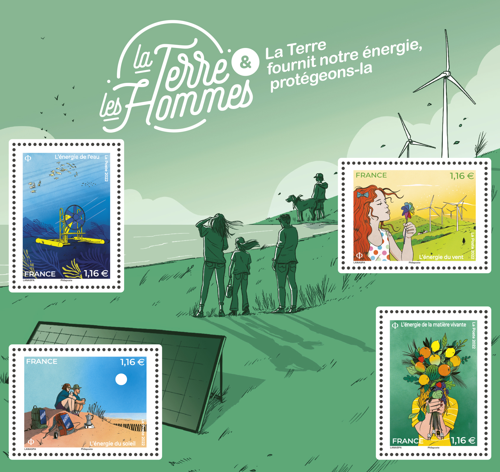 Un timbre « La terre fournit notre énergie, protégeons-la »