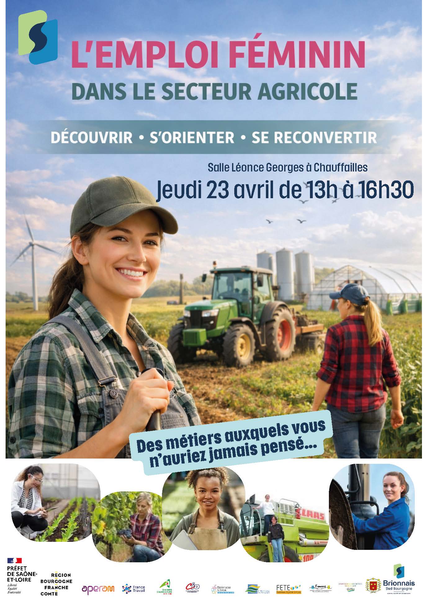 L'emploi féminin dans le secteur agricole jeudi 23 avril de 13 h à 16 h 30
