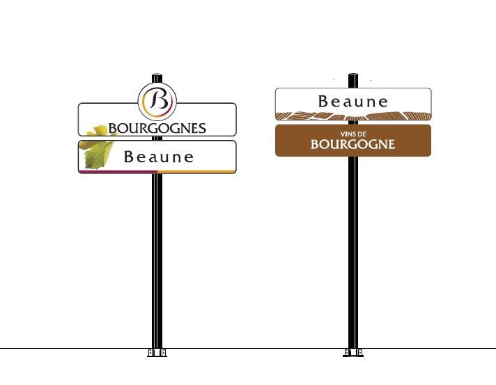 Anciens et nouveaux panneaux du BIVB.