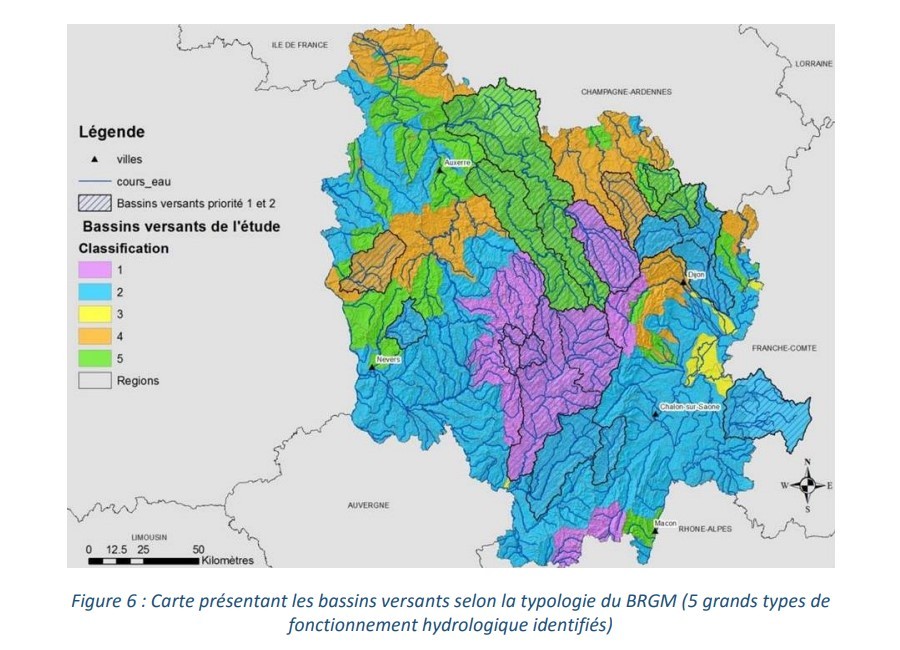 Les bassins versants étudiés pour le projet Hyccare. Crédit Alterre.