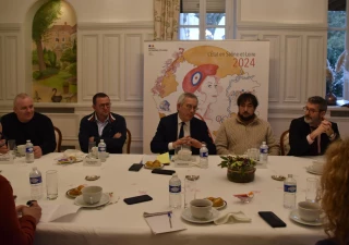 Anton Andermatt, secrétaire général de la FDSEA ; Marc Sangoy, vice-président de la chambre d'agriculture ; le préfet Yves Séguy ; Thibaut Renaud, délégué JA et le directeur de la DDT Jean-Pierre Goron parmi les invités.