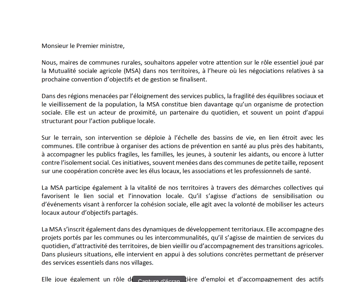 Une motion pour défendre la Mutualité sociale agricole