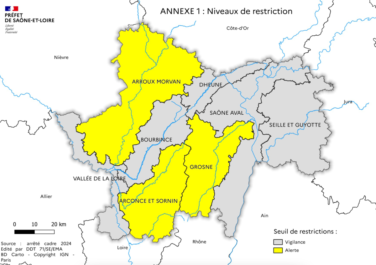 Trois zones hydrographiques passent en alerte
